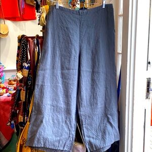 FLAX gray linen wide leg pants🌺NWTs